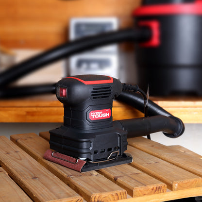 2 Amp Corded 1/4 Sheet Palm Sander with Dust Bag, Vacuum Hose Adapter, Punch Plate & 3 Sanding Sheets, New Condition