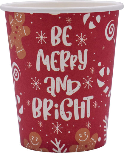 Disposable Christmas Paper Plates, Napkins, Cups & Straws Set for 20 (Red)